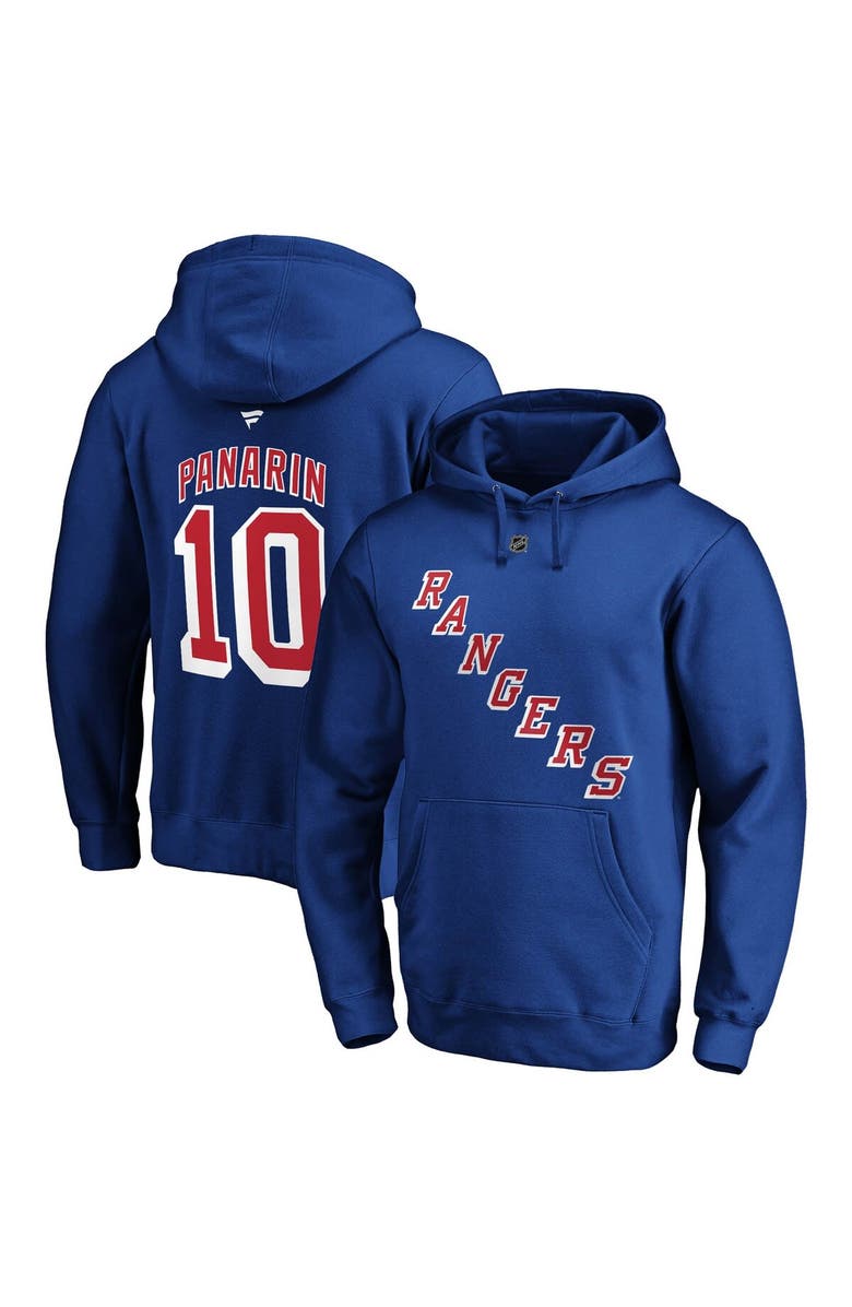 FANATICS Men's Fanatics Branded Artemi Panarin Blue New York Rangers Authentic Stack Player Name & Number Fitted Pullover Hoodie, Main, color, Blue