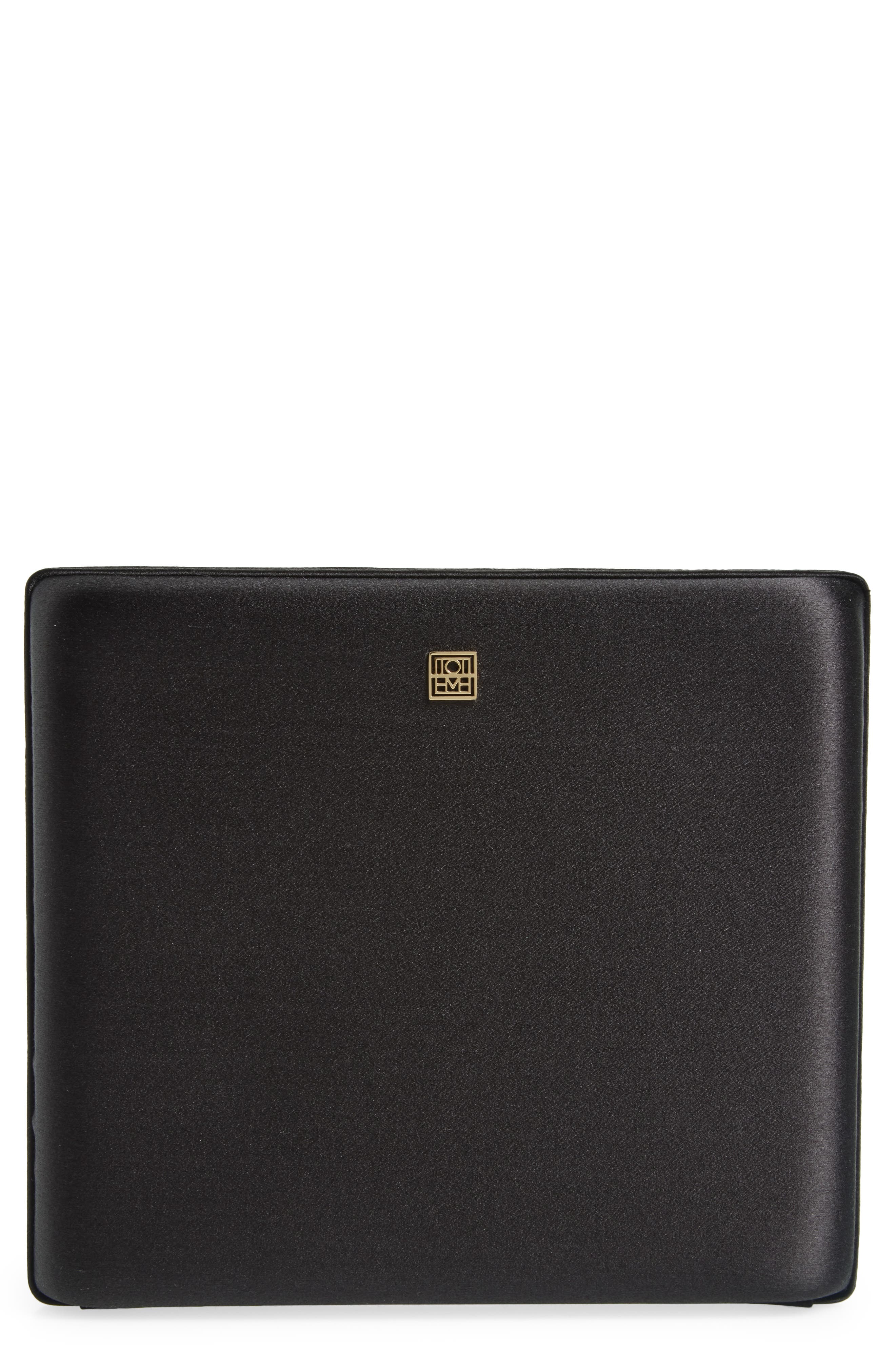 TOTEME Satin Box Clutch, Main, color, Black