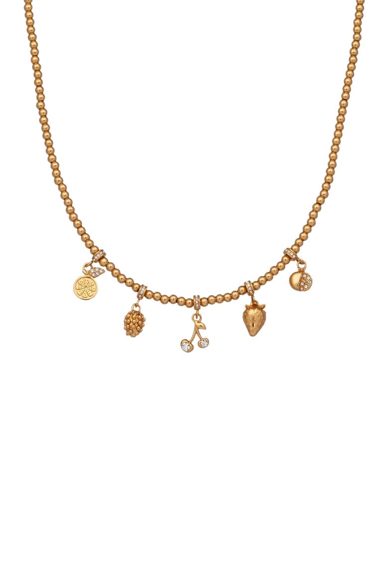 Summer Fruits Charm Necklace, Alternate, color, Gold