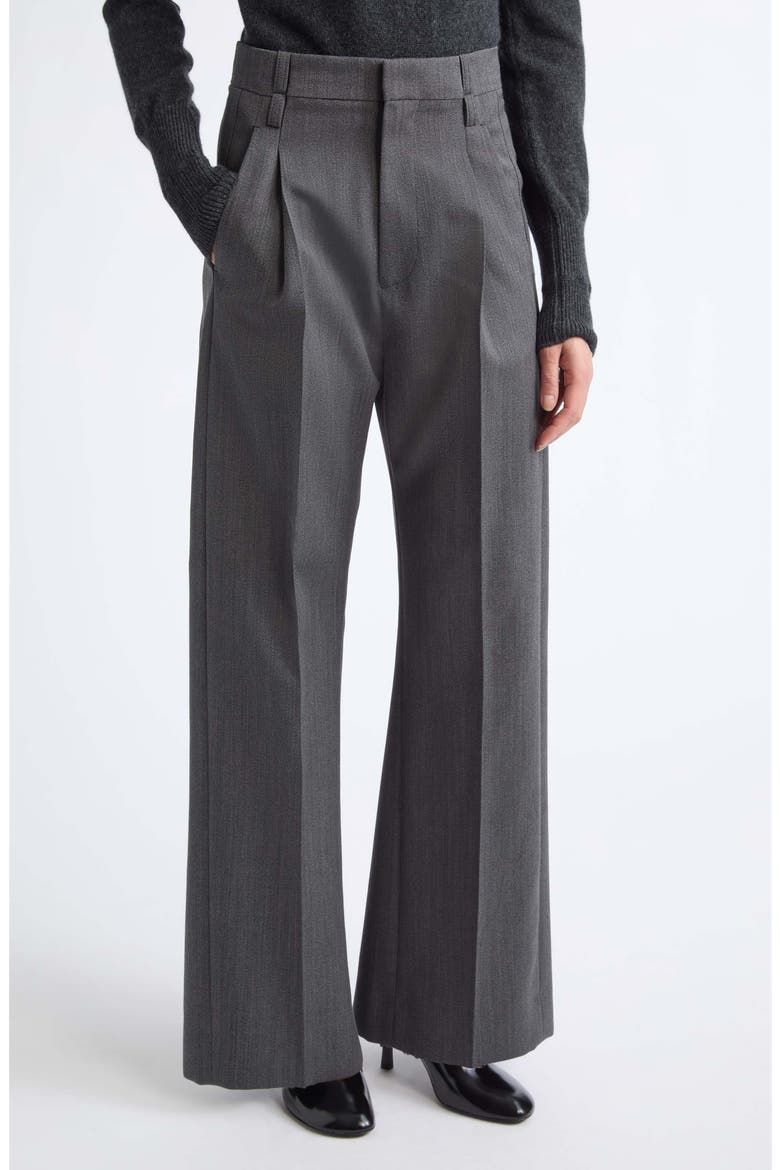 Ethel Wide Leg Virgin Wool Trousers, Main, color, ASH MELANGE
