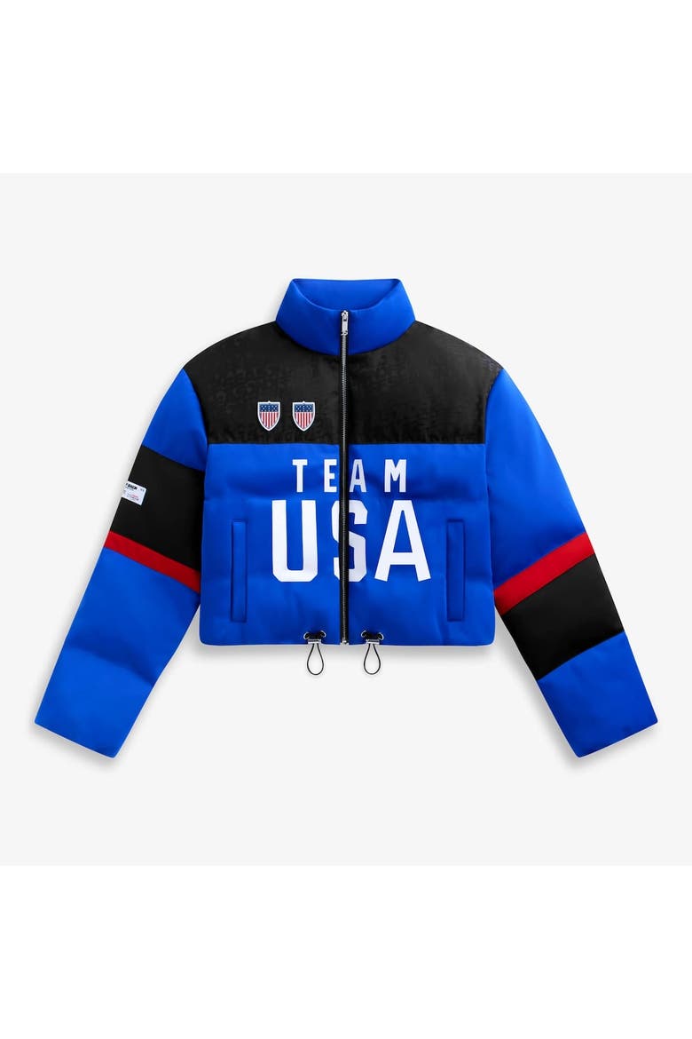 Women's Blue Team USA Cropped Puffer Jacket, Main, color, Blue