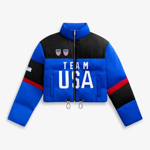 Women's Blue Team USA Cropped Puffer Jacket