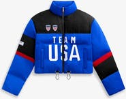 Off Season Women's Blue Team USA Cropped Puffer Jacket