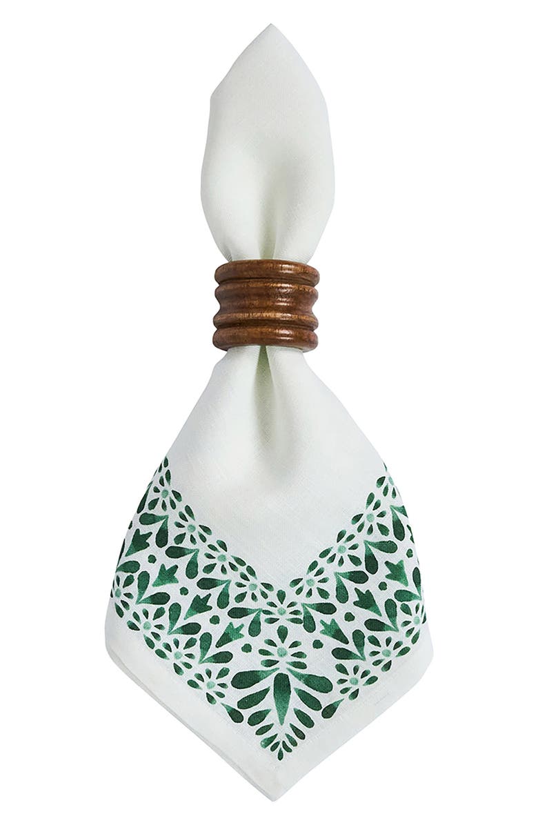 Juliska Iberian Border Set of 4 Linen Napkins, Alternate, color, Evergreen