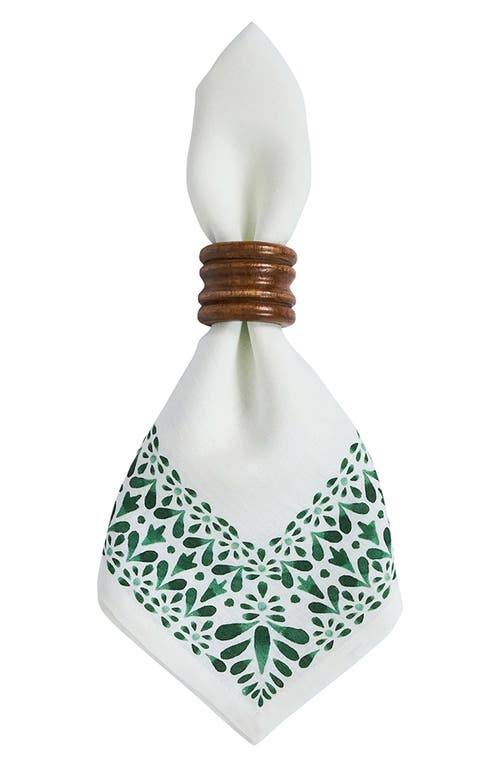 Juliska Iberian Border Set Of 4 Linen Napkins In Green