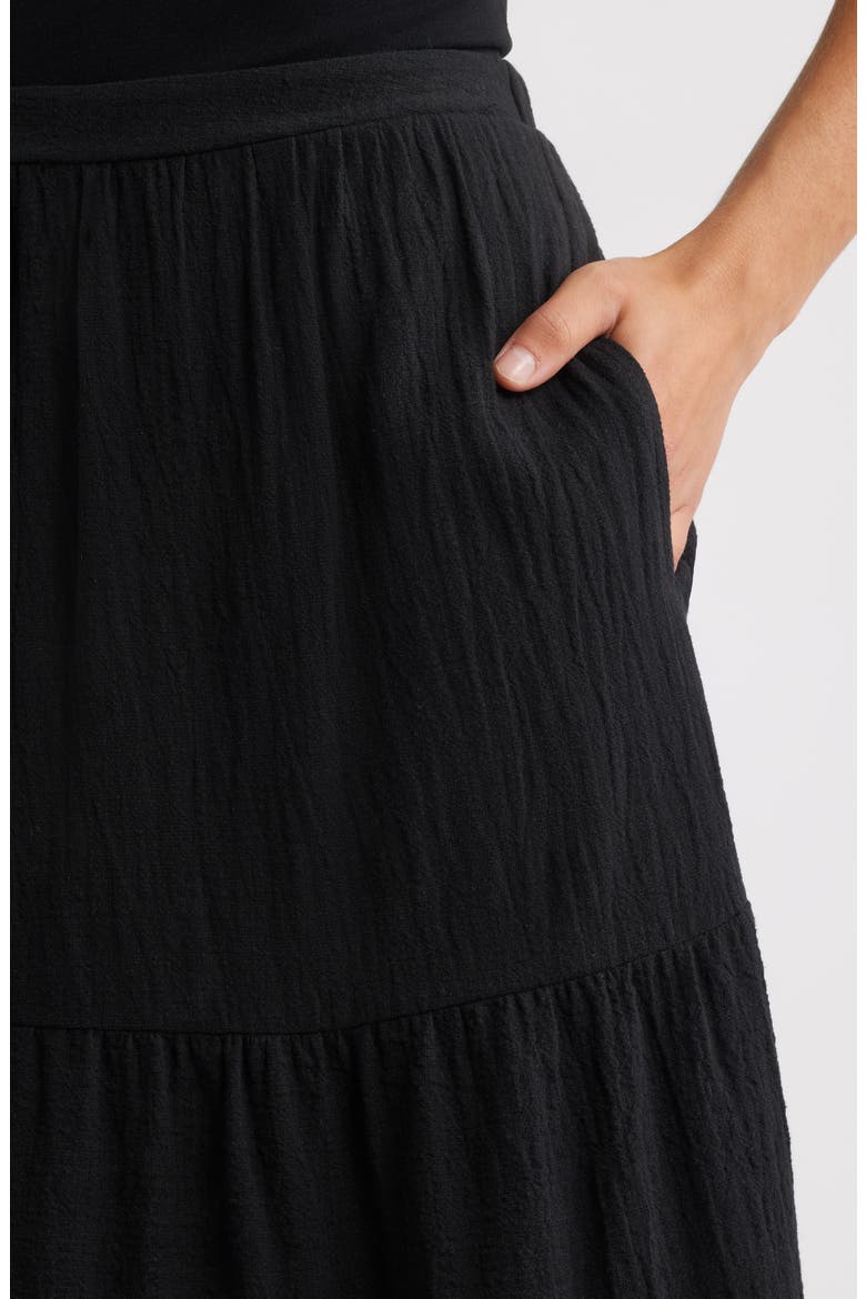 Tiered Cotton Maxi Skirt, Alternate, color, BLACK