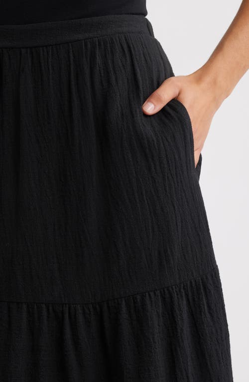 Bobeau Tiered Cotton Maxi Skirt In Black