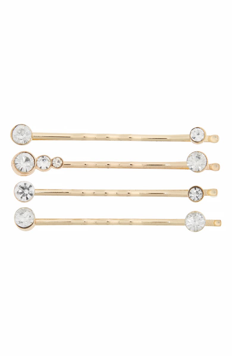 L. Erickson 4-Pack Double Crystal Bobby Pins, Main, color, 