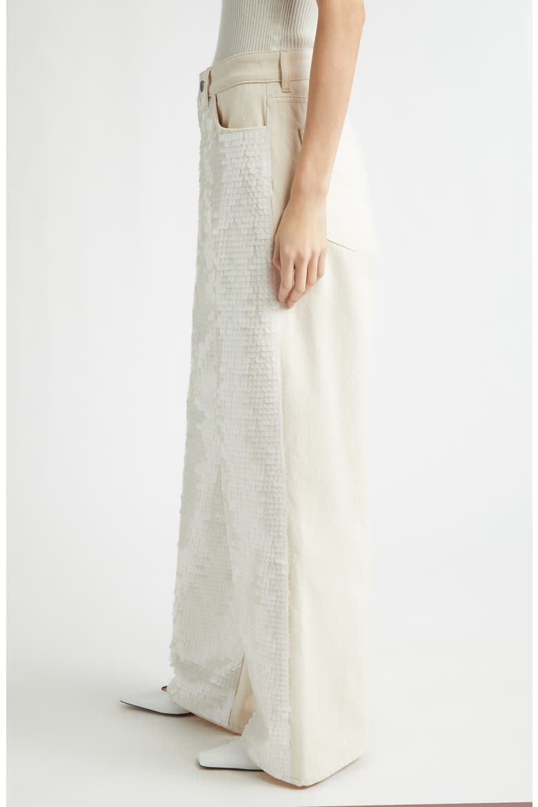 Opalescent Sequin Wide Leg Jeans, Alternate, color, IVORY WHITE DENIM