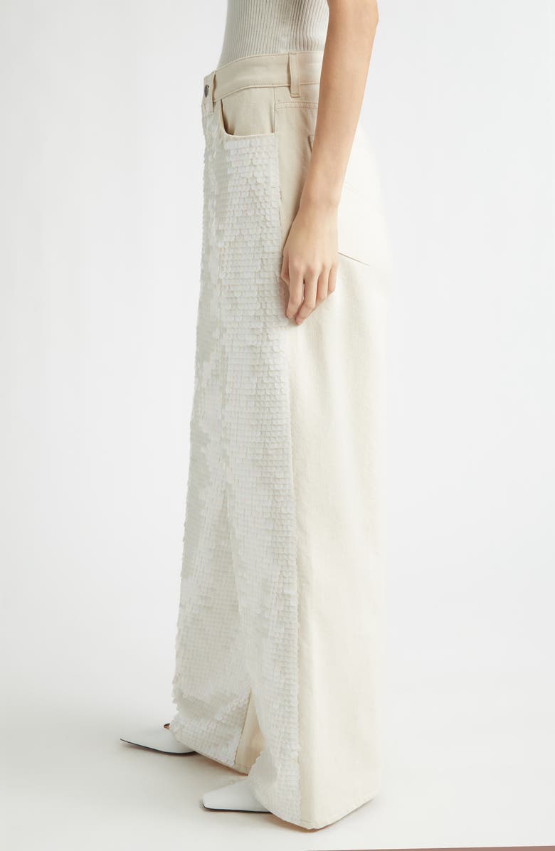 Stella McCartney Opalescent Sequin Wide Leg Jeans, Alternate, color, Ivory White Denim