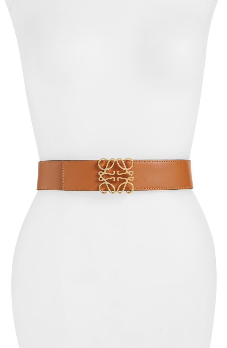 Loewe Anagram Logo Calfskin Leather Belt, Main, color,