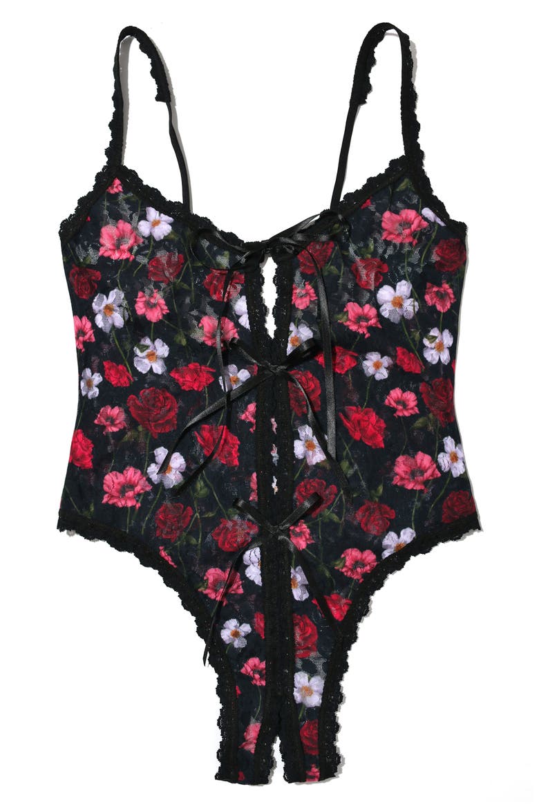 Floral Open Gusset Teddy, Main, color, AM I DREAMING