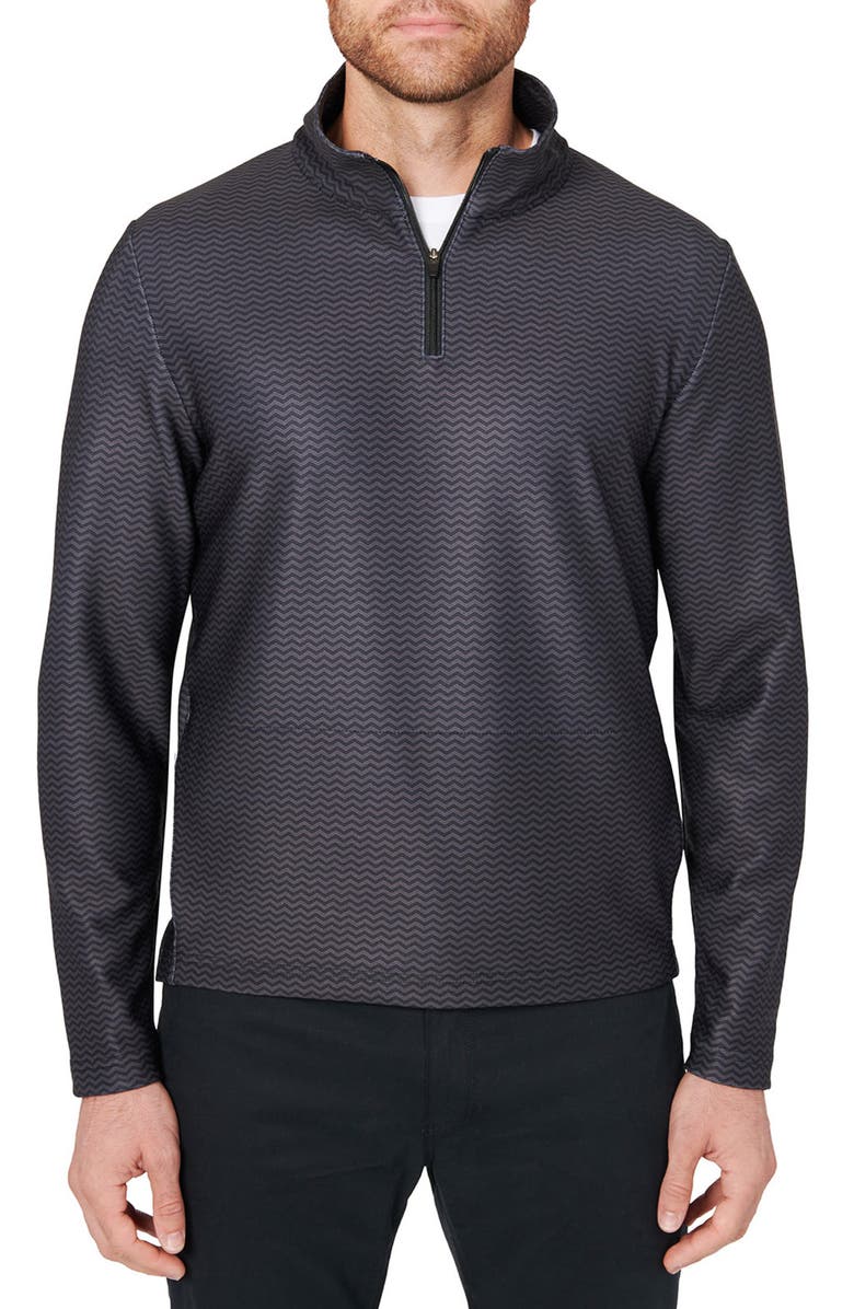 CONSTRUCT Zigzag Quarter Zip Sweatshirt, Main, color, Black