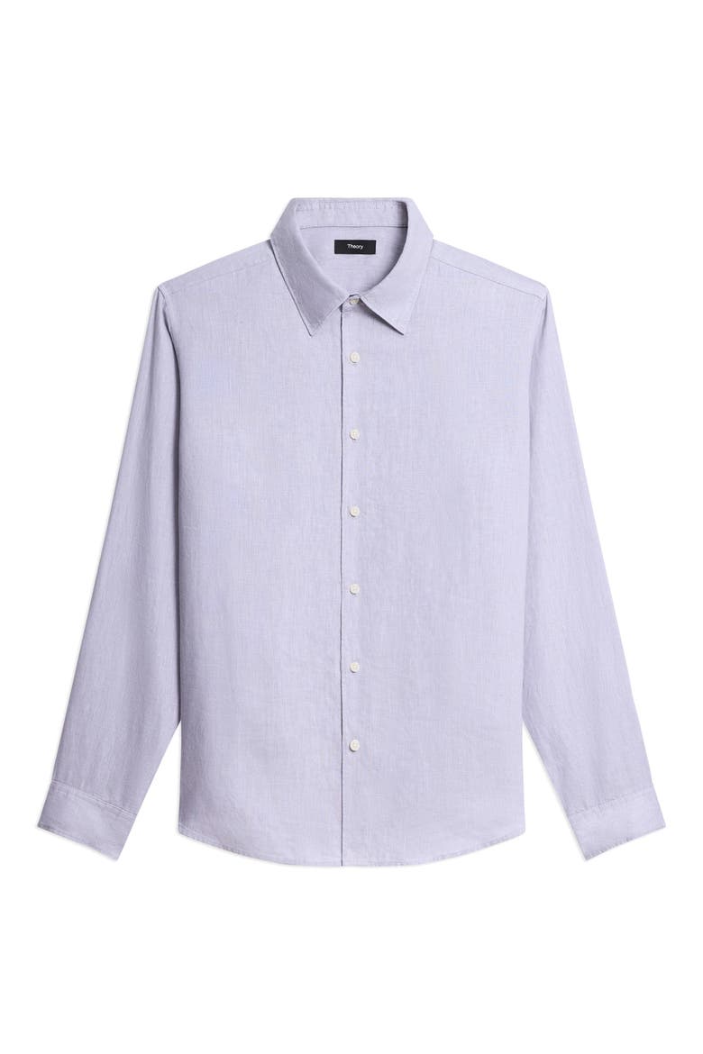 Irving Solid Linen Button-Up Shirt, Alternate, color, GRAY LILAC - 2N9