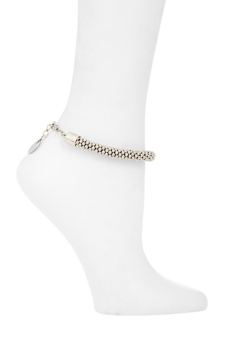 Yara Beaded Anklet, Alternate, color, SILVER
