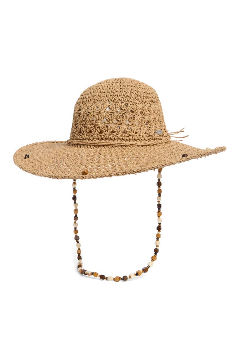 Beaded Straw Hat, Main, color, TAN