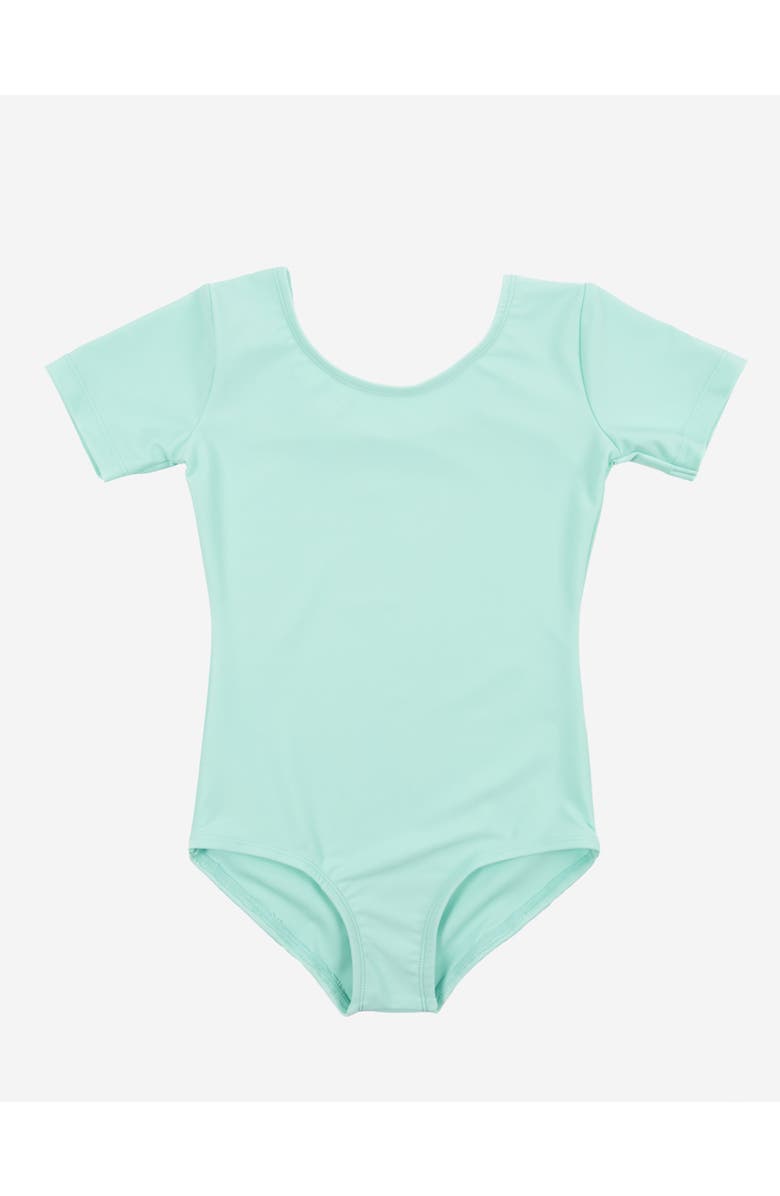 Leveret Girls Short Sleeve Leotard, Main, color, Aqua