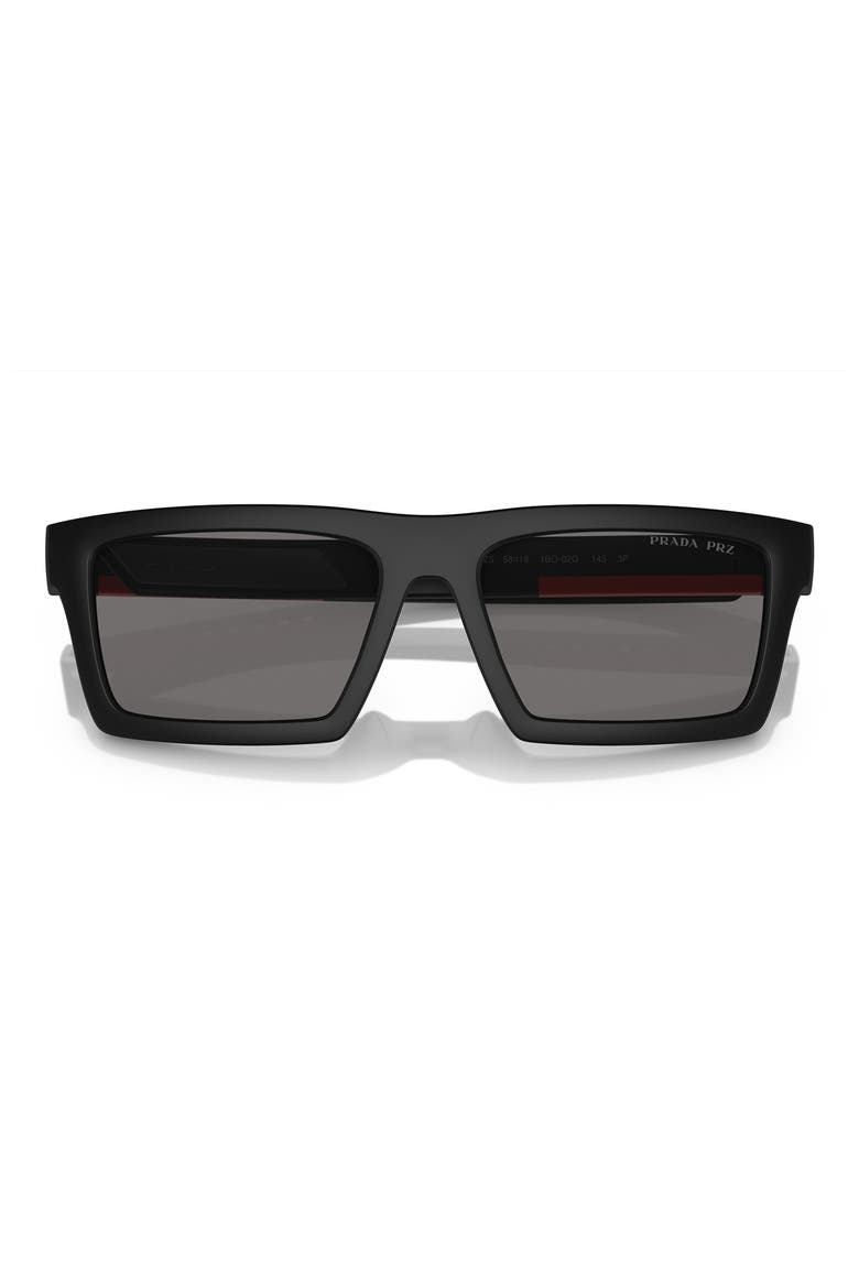 55mm Rectangular Sunglasses, Alternate, color, MATTE BLACK