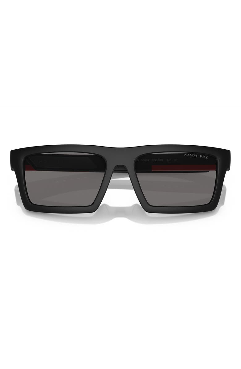 Prada Linea Rossa 55mm Rectangular Sunglasses, Alternate, color, Matte Black
