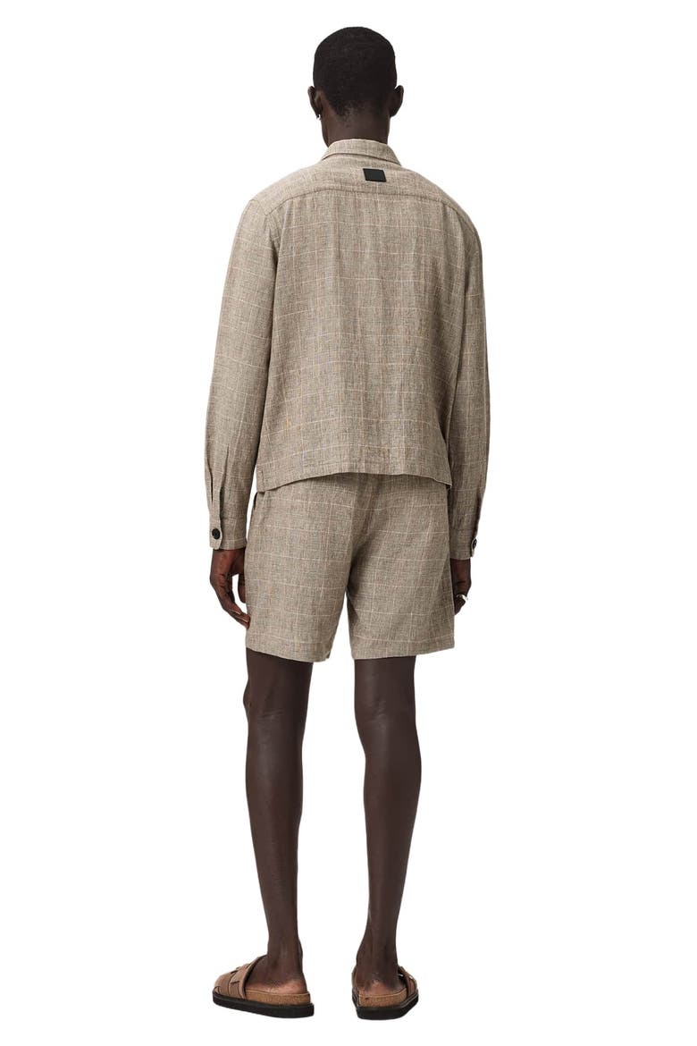 Keal Glen Plaid Linen Blend Shorts, Alternate, color, SEDIMENT BROWN
