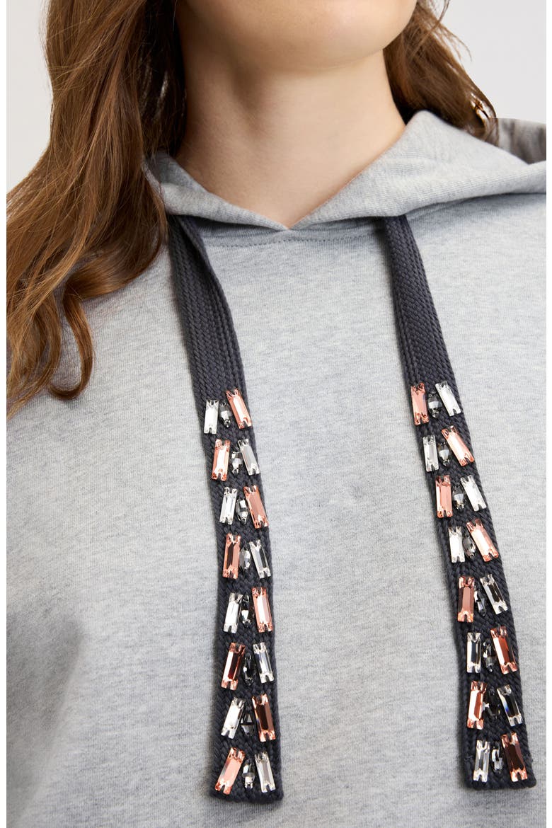Gem Tie Hoodie, Alternate, color, HEATHER GREY
