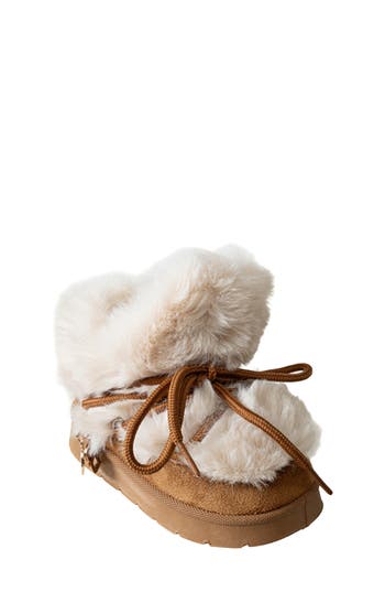 Bebe Kids' Faux Fur Trim Boot In Cognac