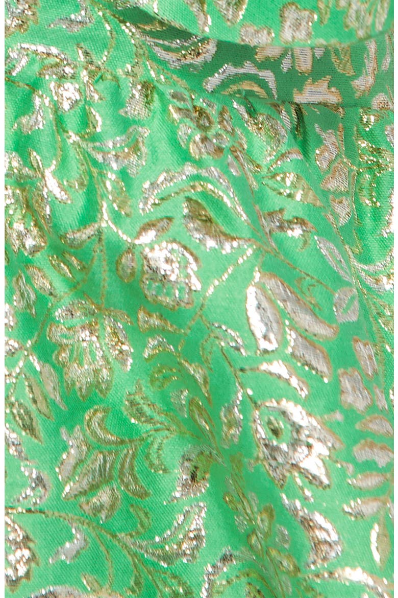 Melvina Bow Front Metallic Jacquard Babydoll Dress, Alternate, color, JADE MULTI