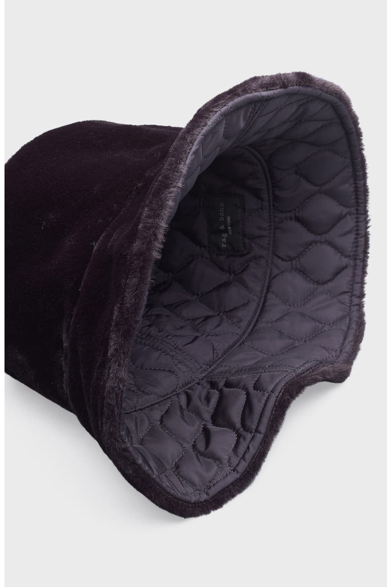 Addison Reversible Faux Fur Bucket Hat, Alternate, color, BLACK