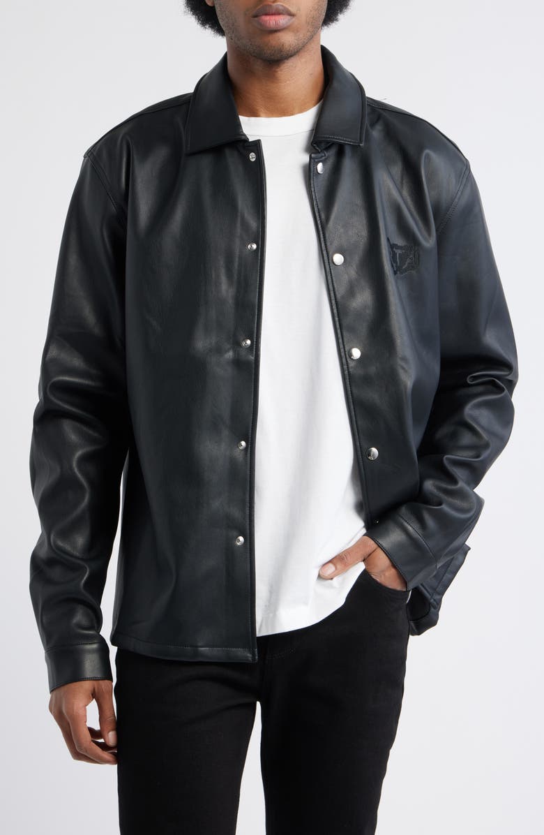 RtA Parlan Faux Leather Shacket, Main, color, Black Pixelated