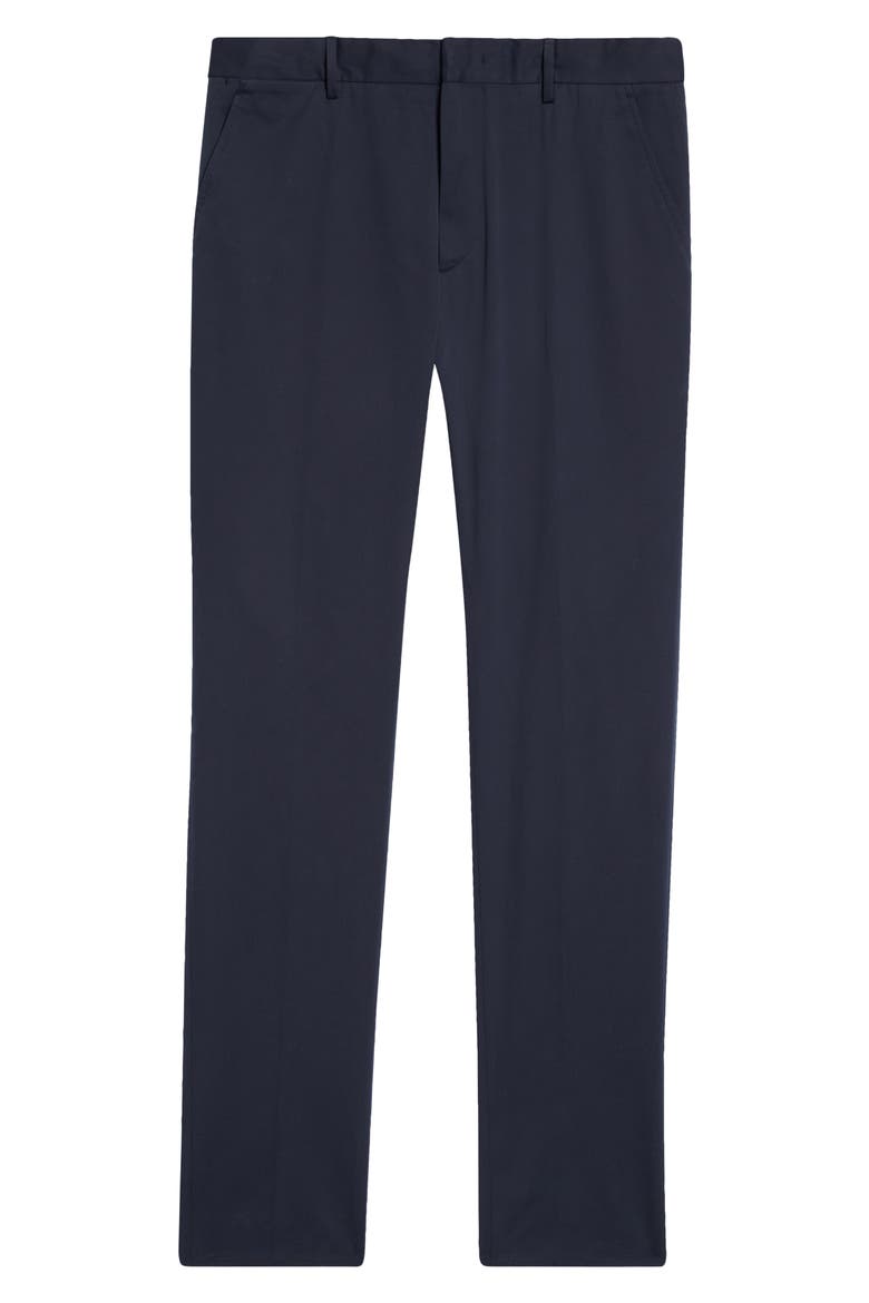Flat Front Stretch Cotton Gabardine Trousers, Alternate, color, NAVY