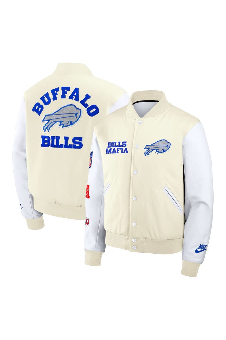 Men's Nike White Buffalo Bills 2025 Rivalries Collection Full-Snap Varsity Jacket, Main, color, White