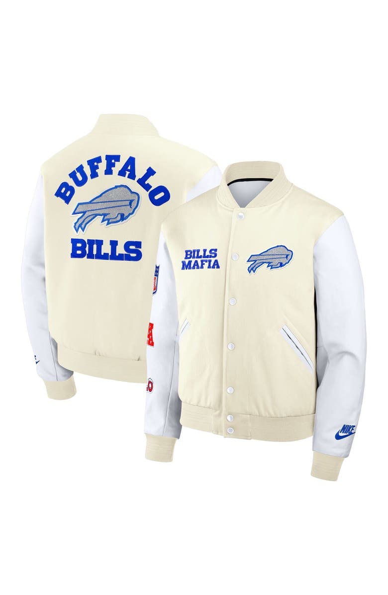 Nike Men's Nike White Buffalo Bills 2025 Rivalries Collection Full-Snap Varsity Jacket, Main, color, White