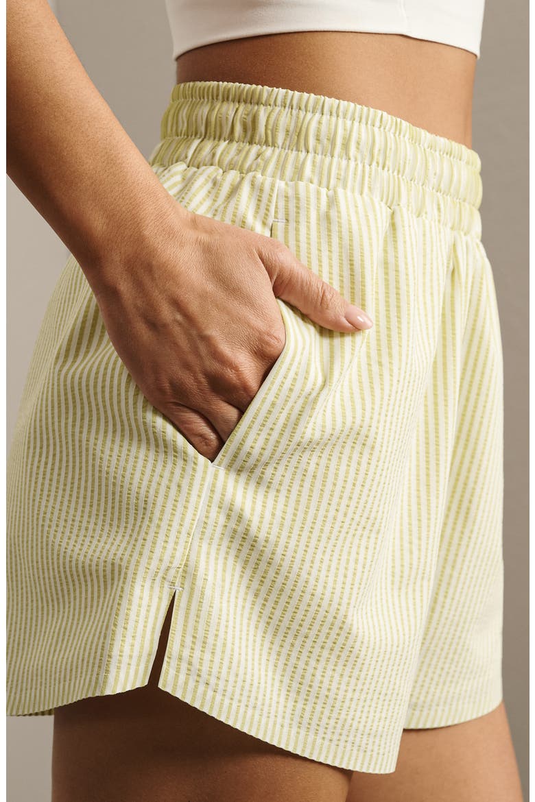Saltair Pleated Shorts, Alternate, color, CITRON SEERSUCKER
