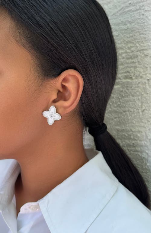 Adornia Cubic Zirconia Flower Stud Earrings In Metallic