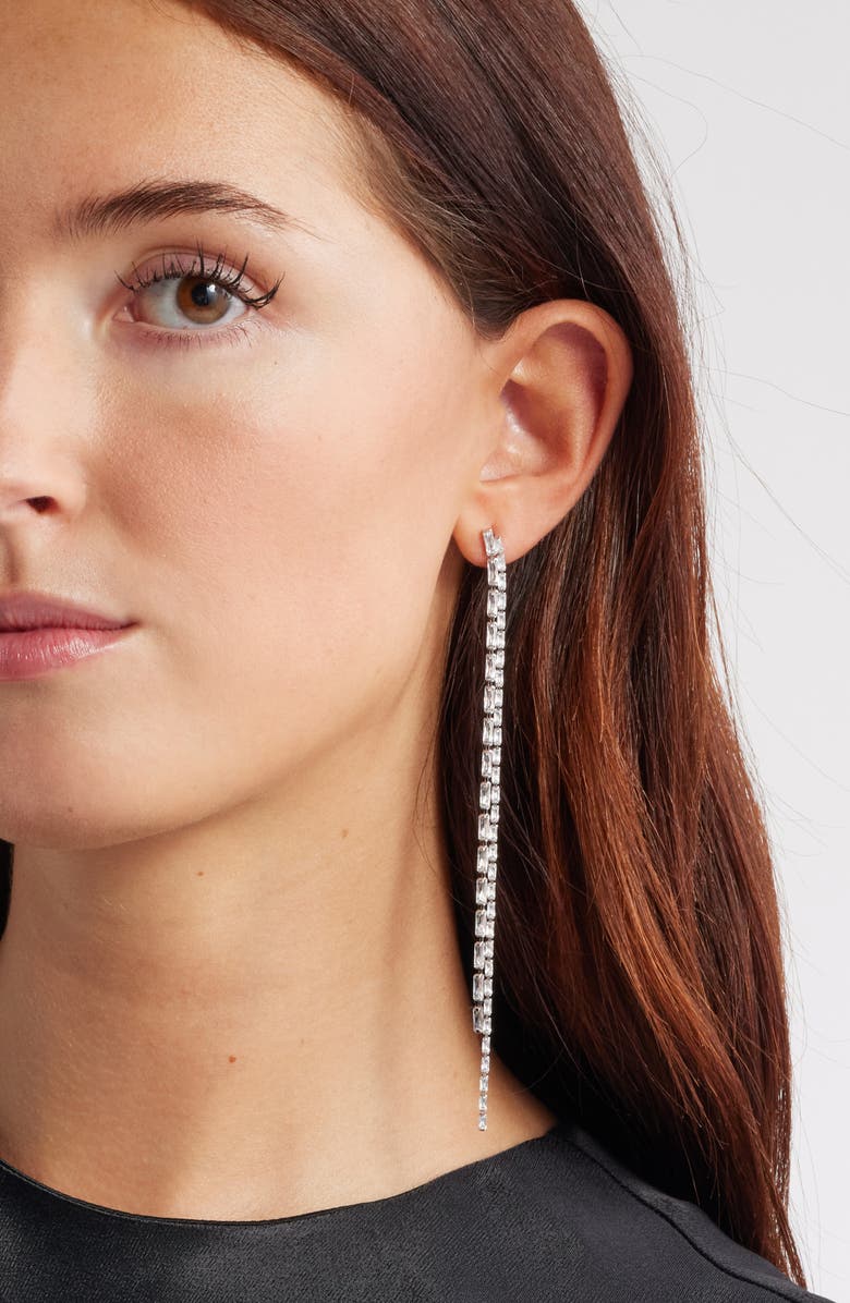 Nordstrom Cubic Zirconia Tassel Earrings, Alternate, color, Clear- Silver