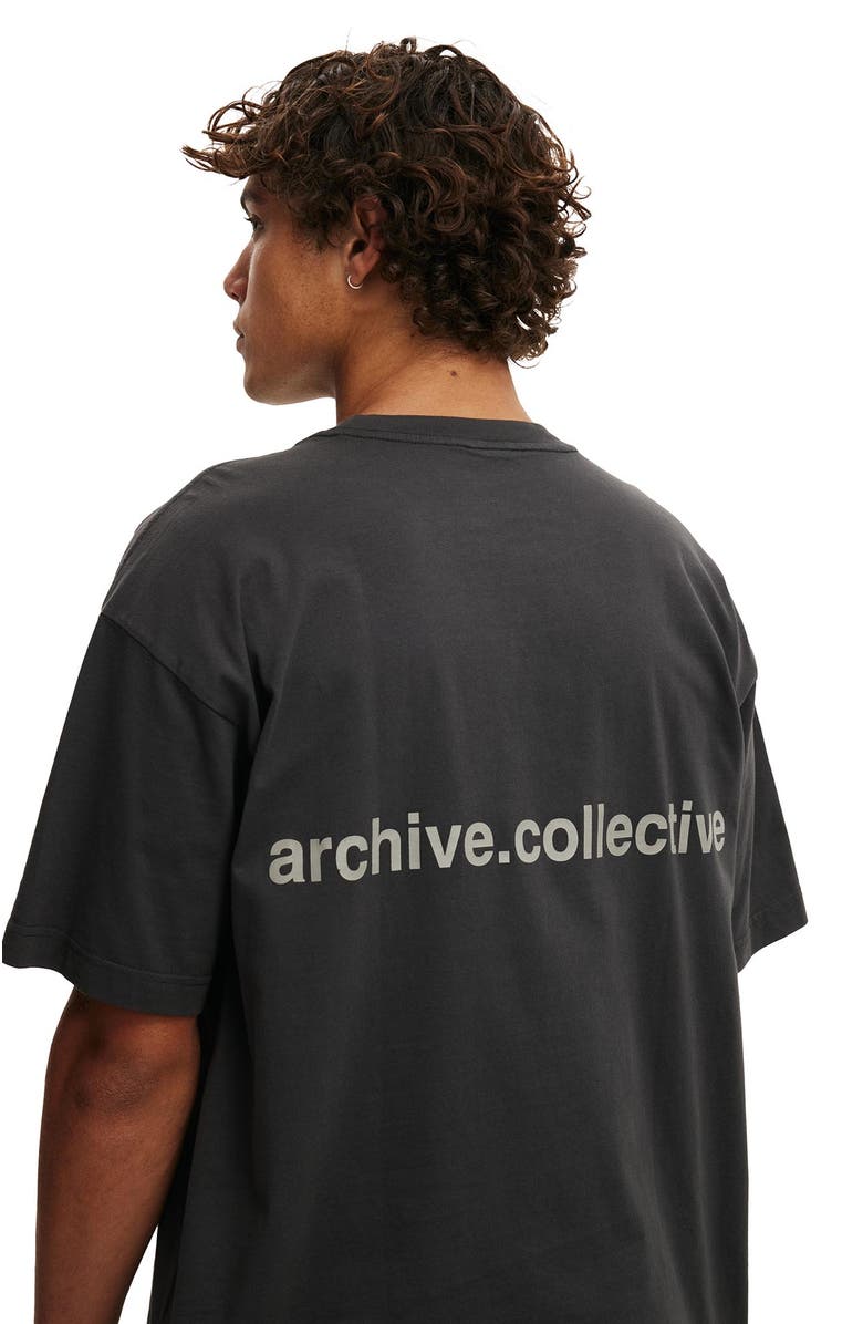 Cotton On Men's Box Fit Text T-Shirt, Alternate, color, Washed Black Archive
