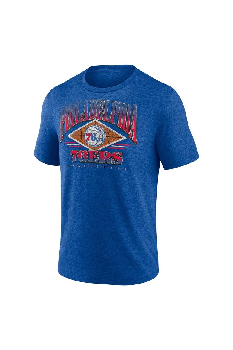 Men's Fanatics Branded Heather Royal Philadelphia 76ers True Classics Power Phase Tri-Blend T-Shirt, Alternate, color, Heather Royal