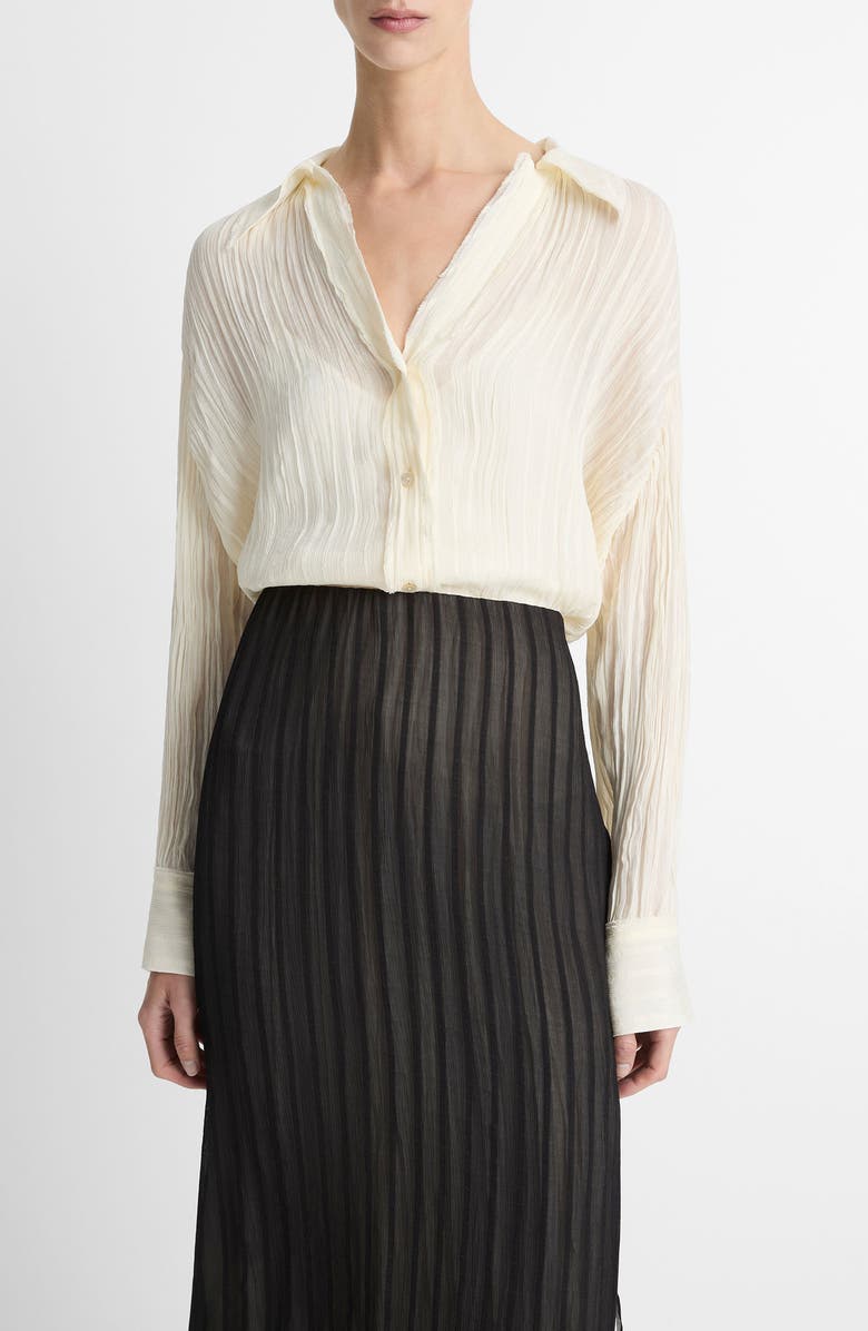 Vince Crushed Stripe Shirt, Main, color, Off White