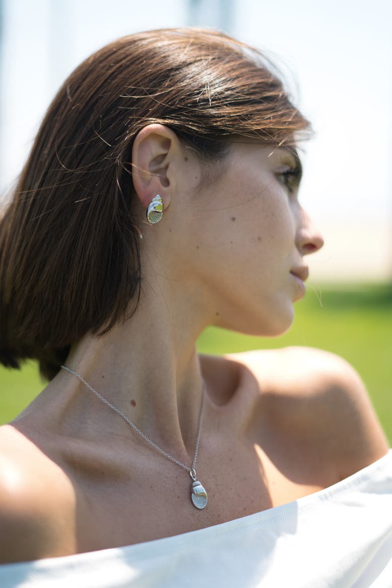 Lexi Crystal Seashell Stud Earrings, Alternate, color, Silver