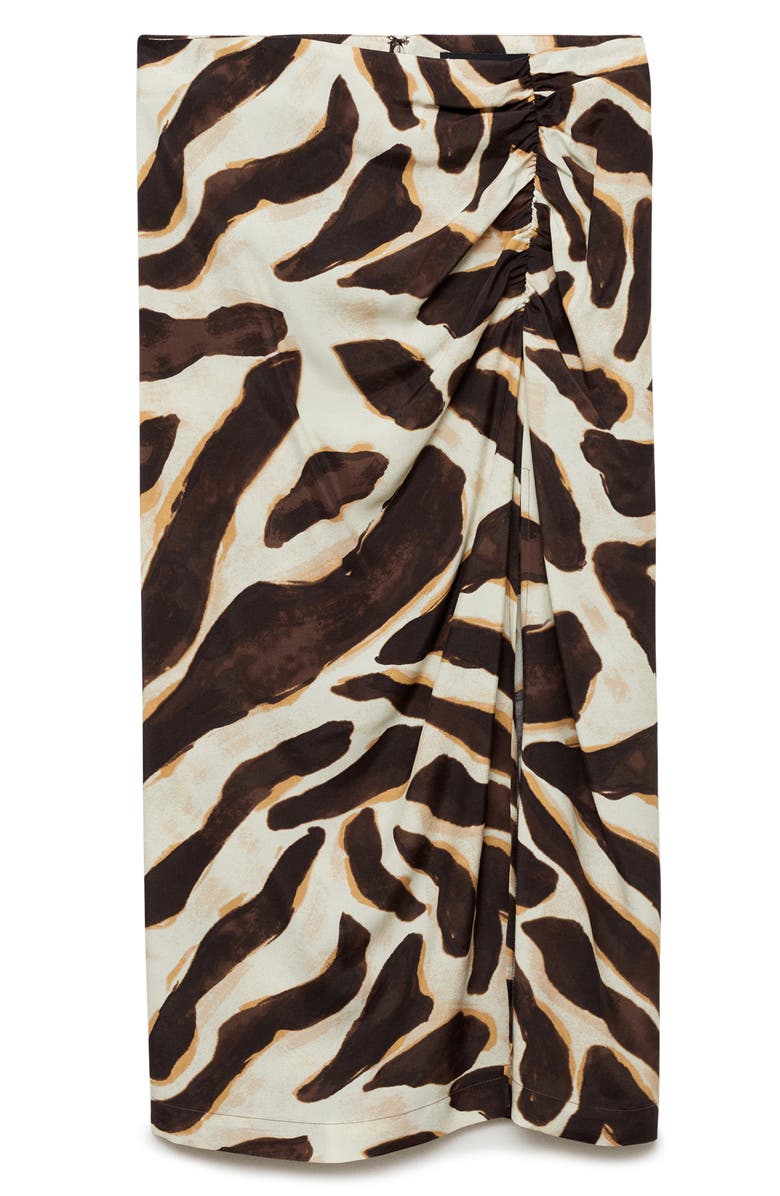 MANGO Animal Print Side Slit Midi Skirt, Alternate, color, 