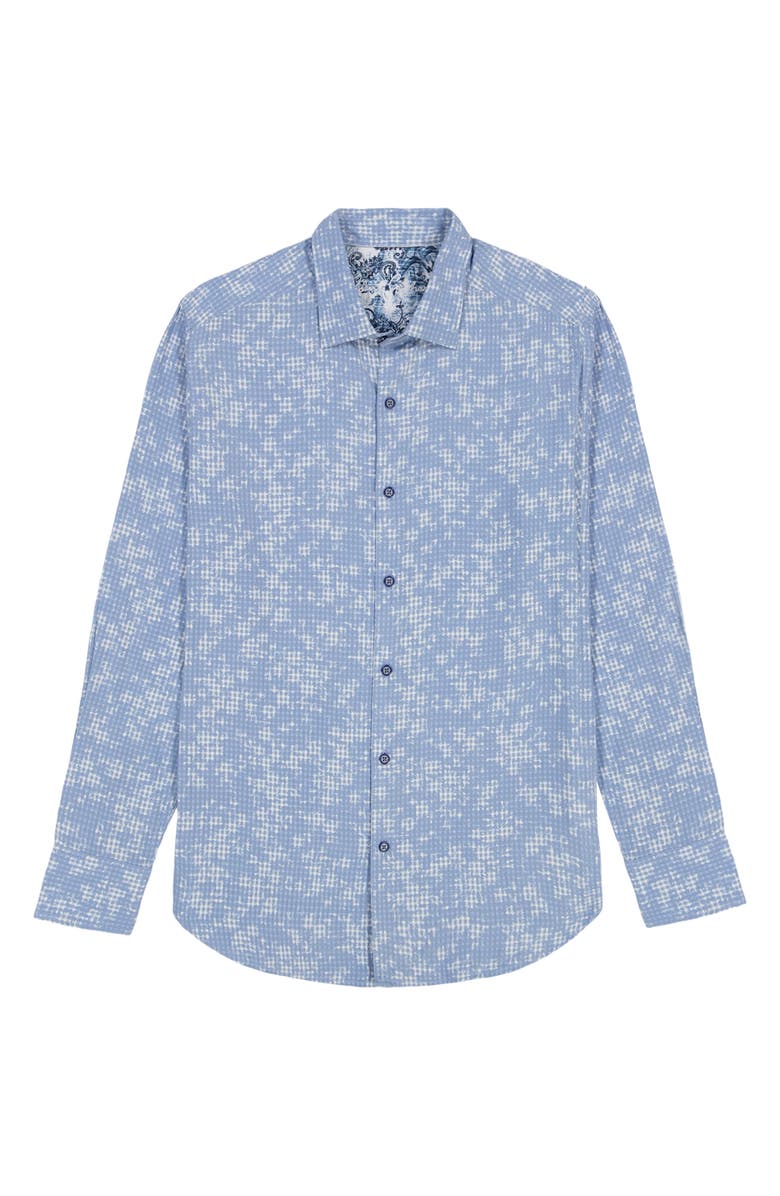 Robert Graham Angola Jacquard Micro Plaid Button-Up Shirt, Alternate, color, Light Blue