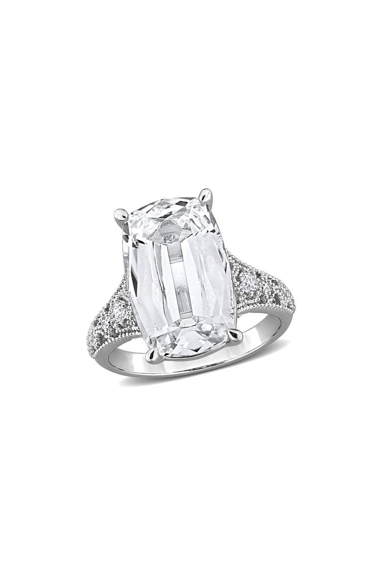 Cushion Cut Lab Created White Sapphire Ring, Main, color, METALLIC SILVER