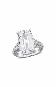 DELMAR Cushion Cut Lab Created White Sapphire Ring
