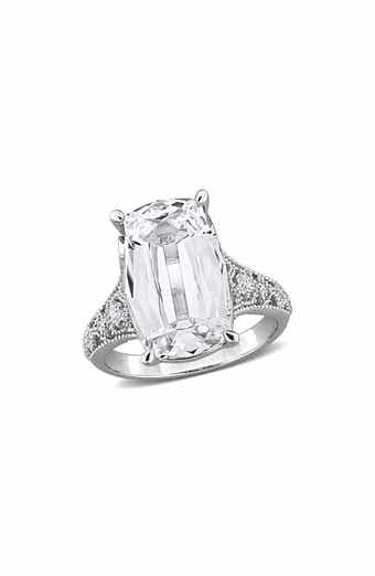 Cushion Cut Lab Created White Sapphire Ring