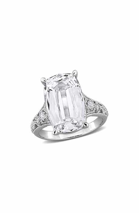 DELMAR Cushion Cut Lab Created White Sapphire Ring