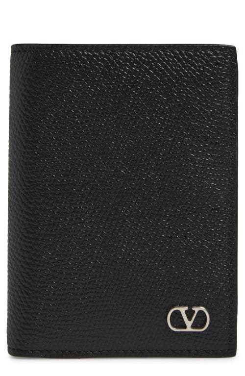 Valentino Garavani Vlogo Signature Bifold Leather Card Holder In Black