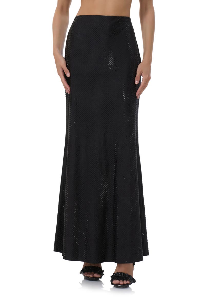 Tegan Metal Stud Jersey Maxi Skirt, Main, color, NOIR