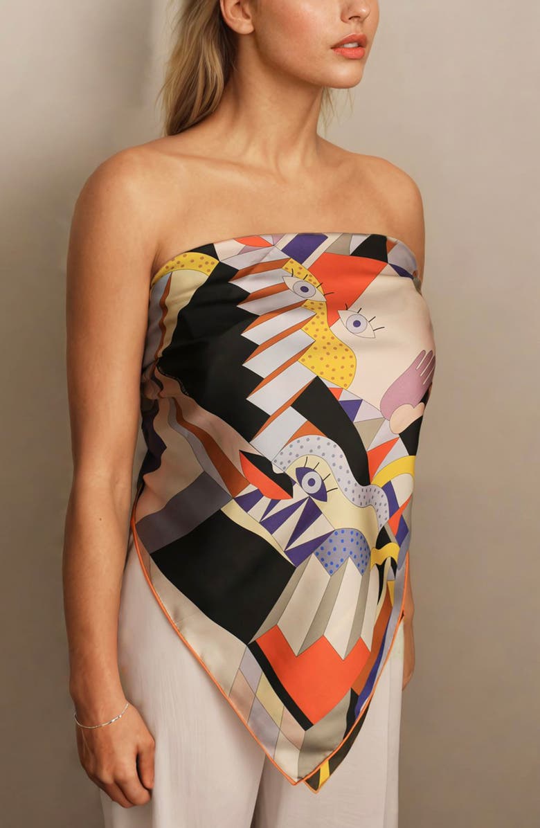 Jessie Zhao New York Double Sided Silk Scarf Of Dreamlike, Alternate, color, Blue