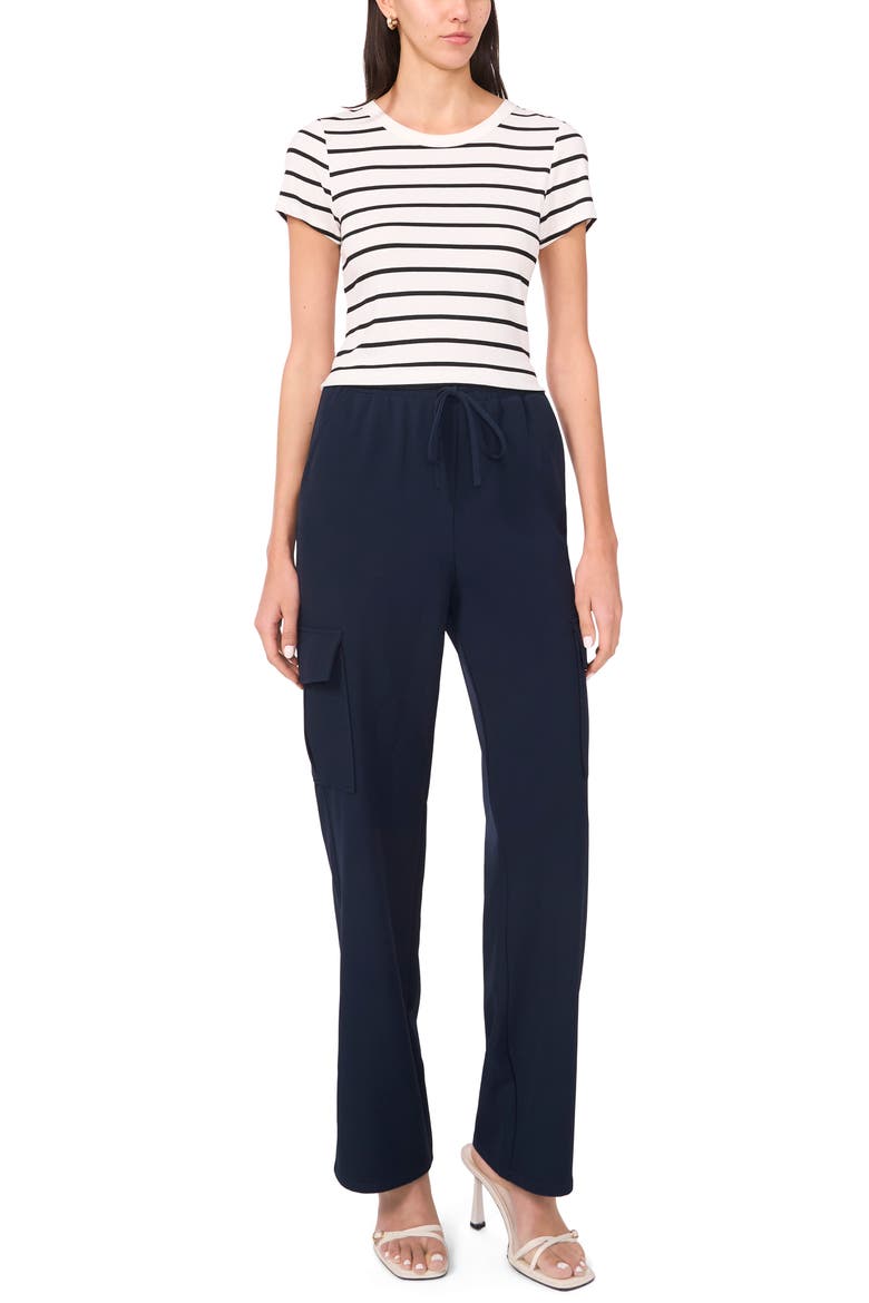 Rib Knit Jersey T-Shirt, Alternate, color, NEW IVORY STRIPE