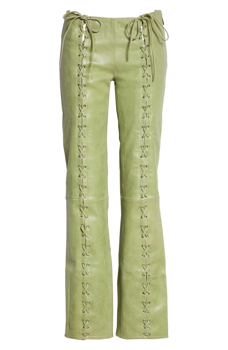 Saks Potts Christina Lace-Up Lambskin Leather Pants, Alternate, color, 